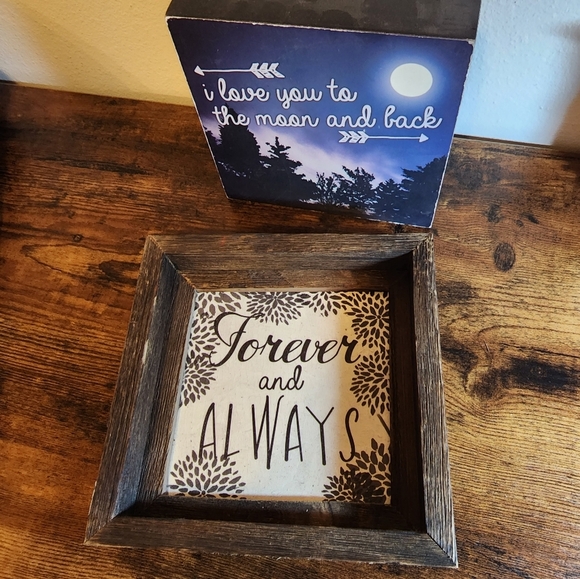 Art Print Dual Inset Block Wall Art Moon Love Homestead Wall Decor Cottagecore - Picture 3 of 9